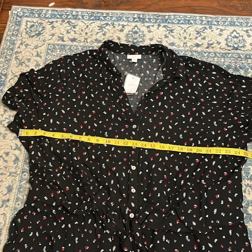 J.Jill Black Floral Design Wide Leg Boho Buttons Pockets Jumpsuit Contemporary - Picture 6 of 17